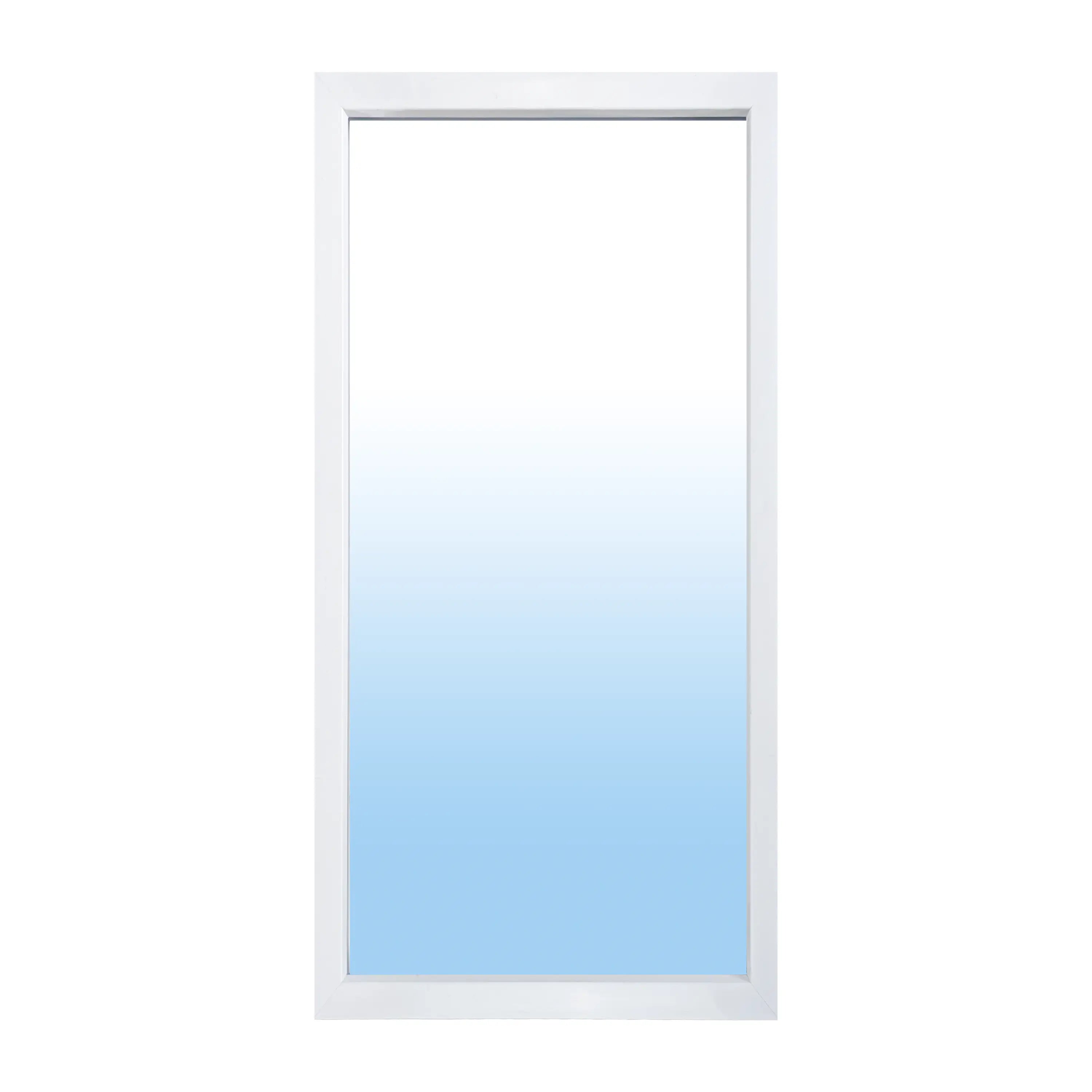 Front view of a sleek, white 22x64 Modern EP (Engineered Polymer) door lite frame, isolated against a white background.