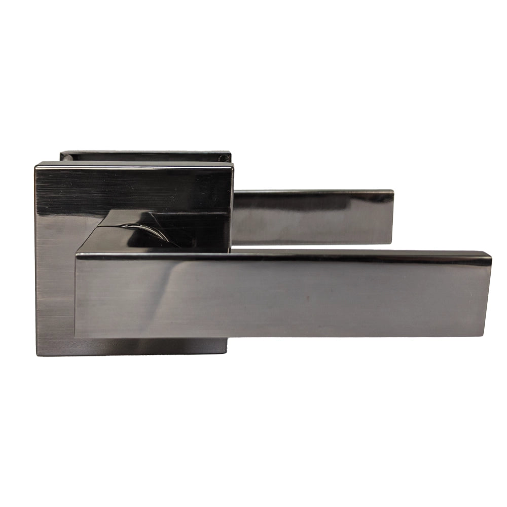 Modern LEver Door Handle with Square Rosette in Gun Metal Grey